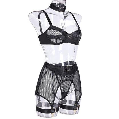 Four-Piece Set Erotic Lingerie Transparent Bra Kit Push Up See Through Lace Mesh Seamless Underwear Garters The Clothing Company Sydney