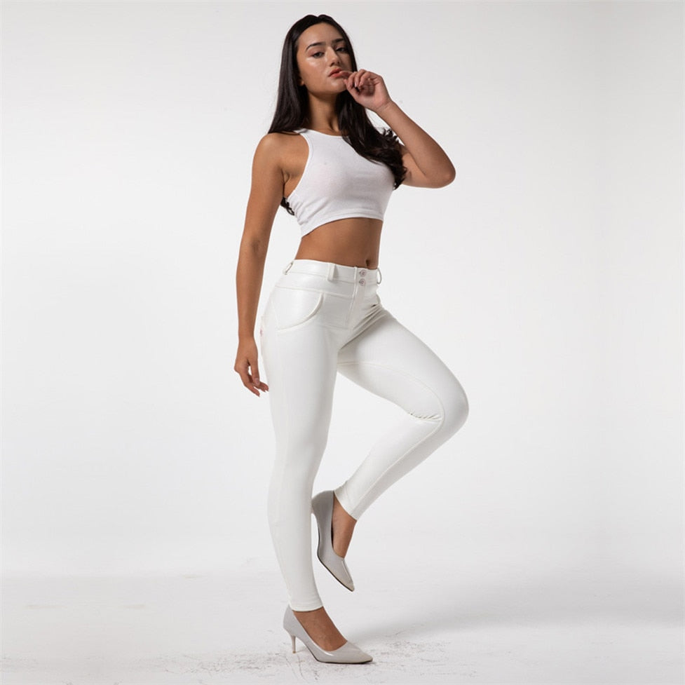 Faux Leather Leggings White Fleece Lined Jeggings Ladies Winter Women's Warm Push Up  Casual Pants The Clothing Company Sydney