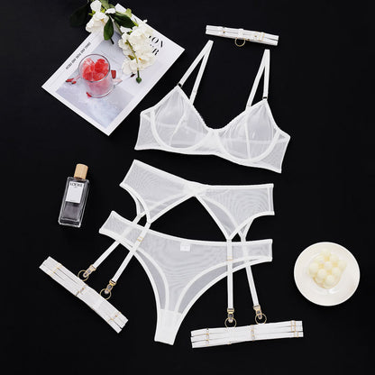 4 Piece Lingerie Underwear Bra Garters Brief Sets Transparent Lace Seamless Panties Set The Clothing Company Sydney