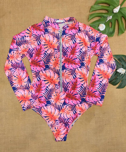 One Piece Swimsuit Rashguard Long Sleeve Surf Swimwear Print Bathing Beach Wear Swimming Suit Monokini Clothing Company Sydney