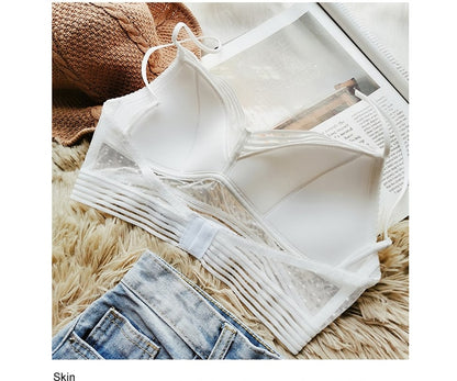 Backless Bra Triangular Women's U-Shape Beauty Back Lingerie Dot Mesh Thin Soft Seamless Bralette Underwear The Clothing Company Sydney