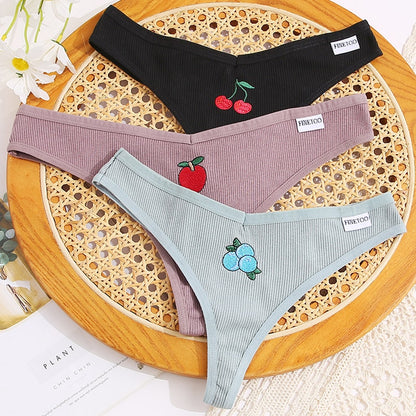 Fruit Embroidery Panties Cotton G-String Underwear Thong Lingerie Underpants T-Back Pantys Intimates Panties The Clothing Company Sydney