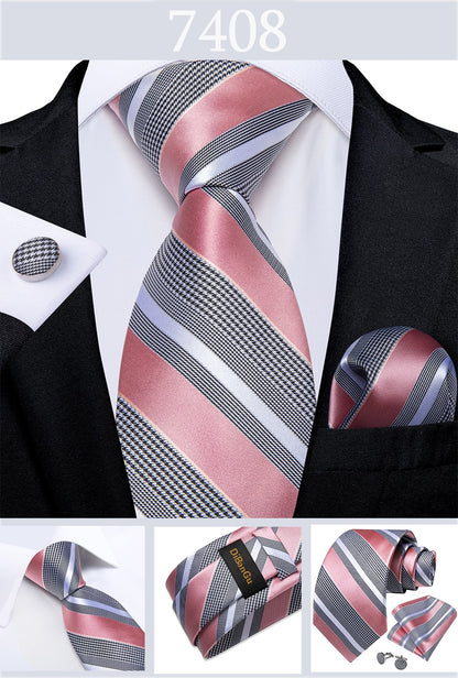 3 Piece Designer Men's Wedding Tie Gold Black Striped Silk Neck Ties For Men Hanky Cufflinks Set Business Party Wear The Clothing Company Sydney