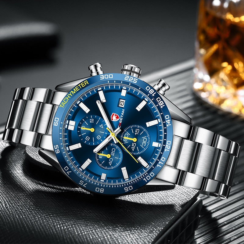 CHEETAH Men's Top Luxury Brand Stainless Steel Business Quartz Watches Chronograph Casual Sport Wrist Watches for Men The Clothing Company Sydney