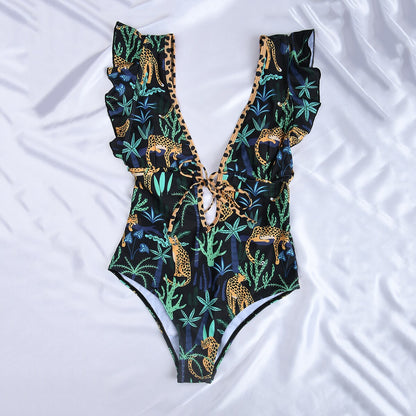 Ruffle One Pieces Swimsuit Swimwear Female High Cut Brazilian Bather Monokini Bathing Suit Beachwear The Clothing Company Sydney