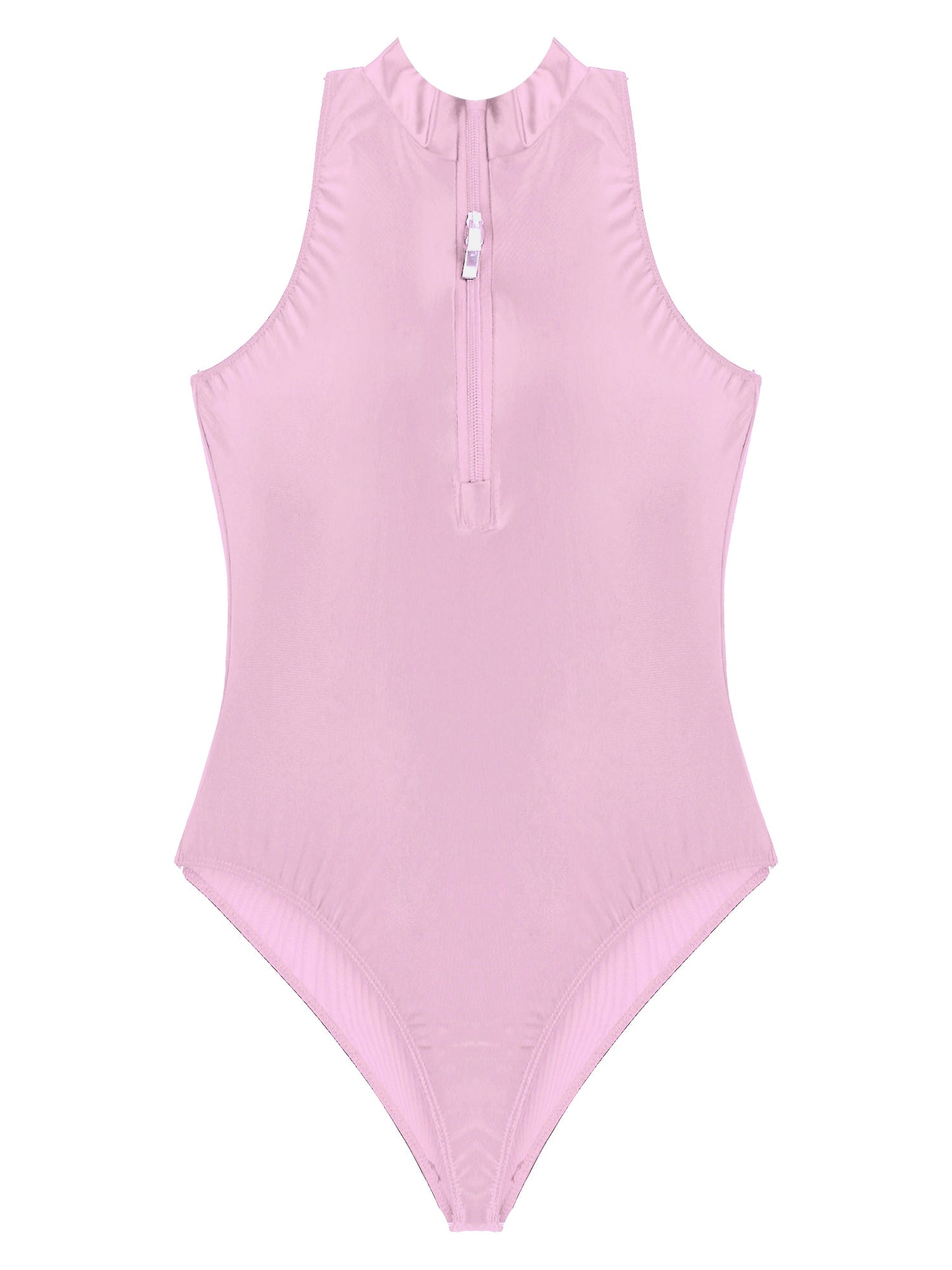 Women's Bodysuit Glossy Sleeveless Bodysuit Jumpsuit Solid Color Double Zipper Front Leotard High Cut Clubwear Nightwear The Clothing Company Sydney