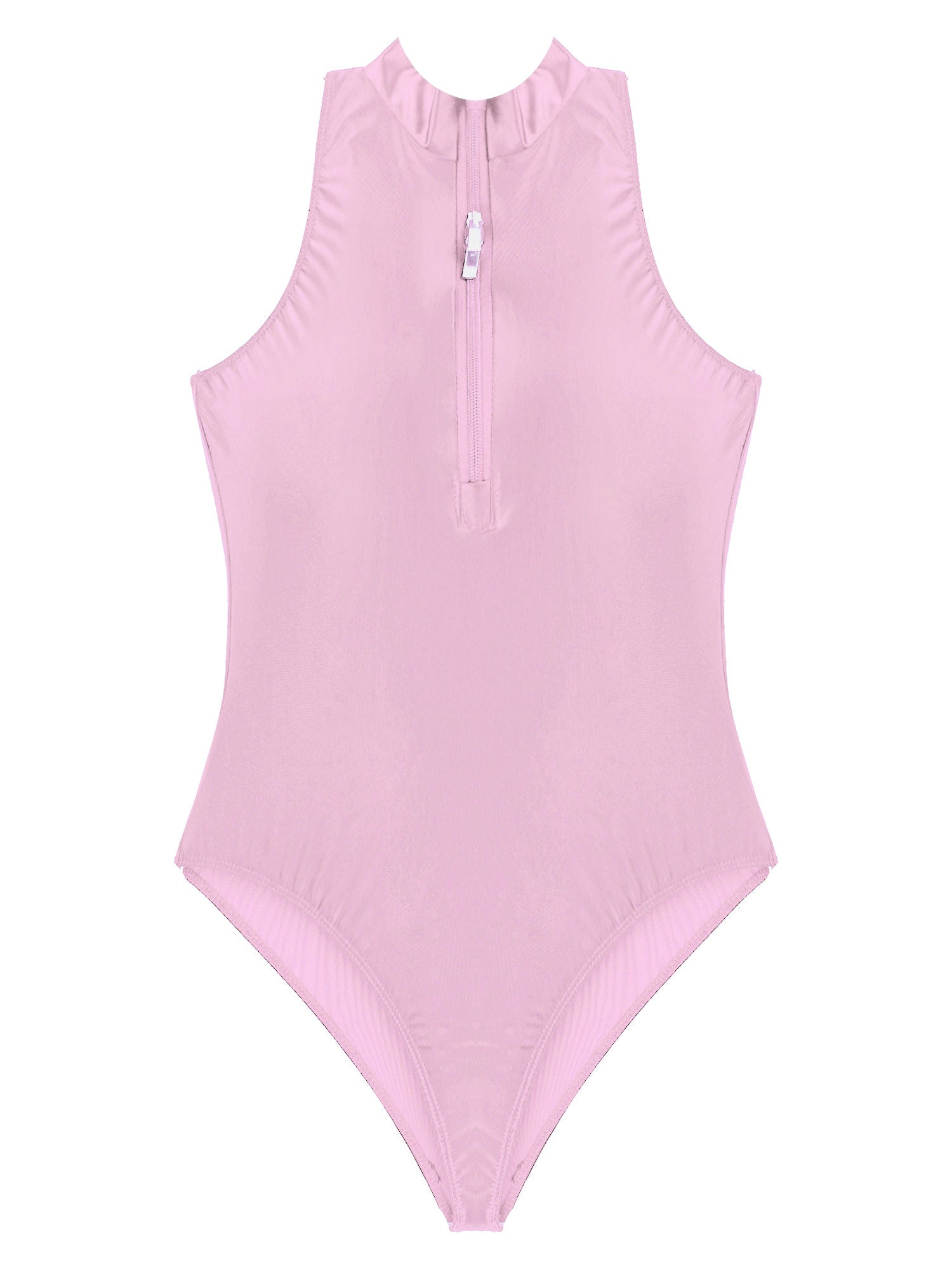 Women's Bodysuit Glossy Sleeveless Bodysuit Jumpsuit Solid Color Double Zipper Front Leotard High Cut Clubwear Nightwear The Clothing Company Sydney