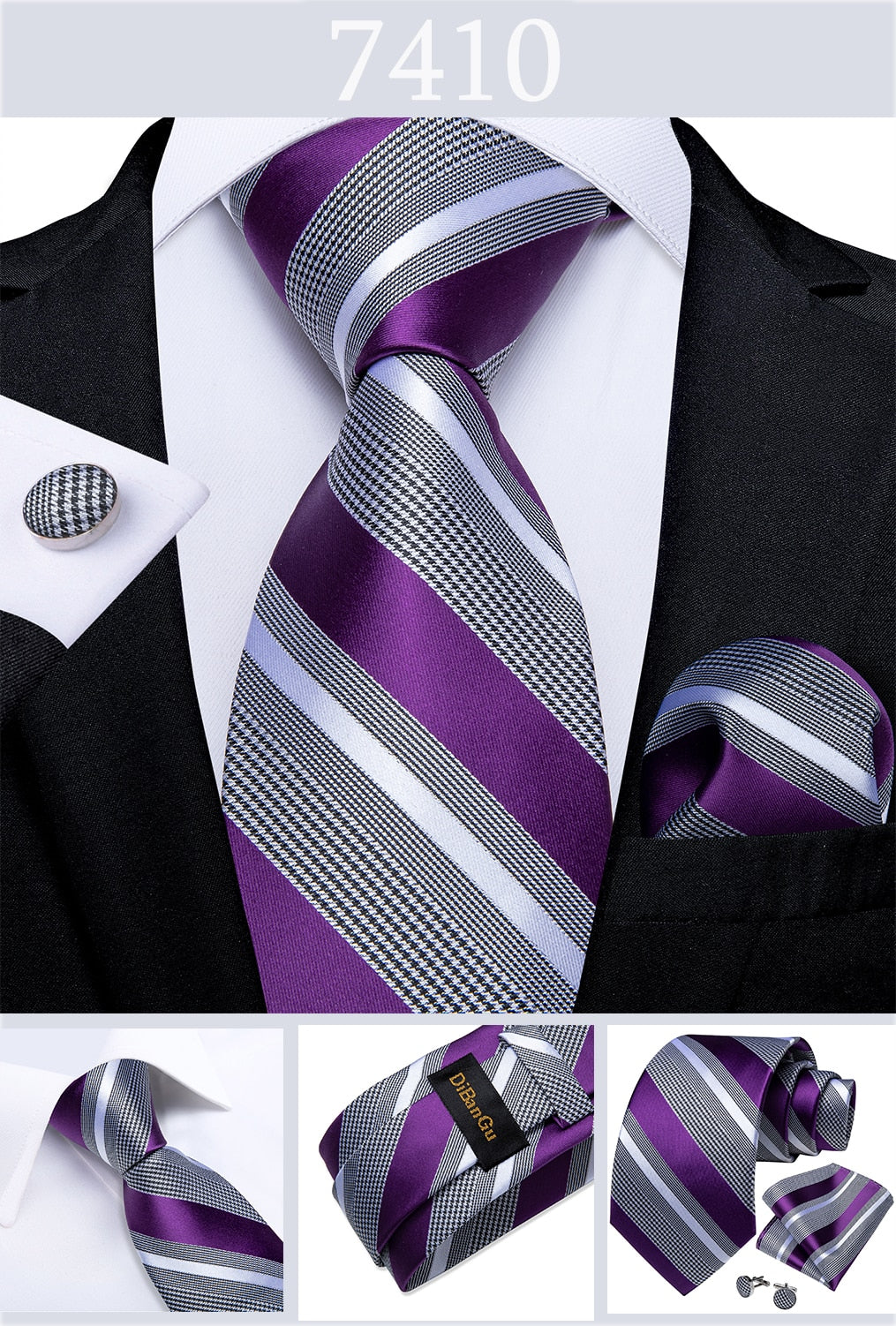 3 Piece Designer Men's Wedding Tie Gold Black Striped Silk Neck Ties For Men Hanky Cufflinks Set Business Party Wear The Clothing Company Sydney