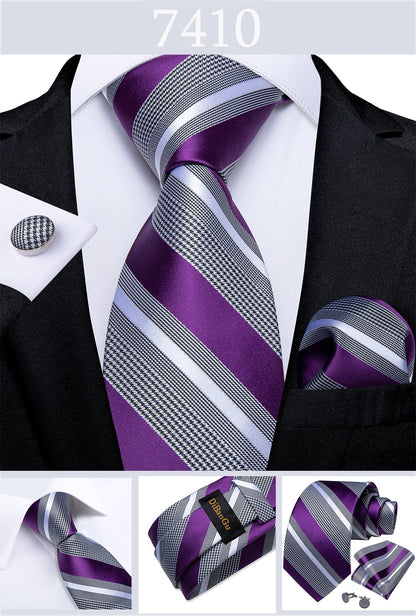 3 Piece Designer Men's Wedding Tie Gold Black Striped Silk Neck Ties For Men Hanky Cufflinks Set Business Party Wear The Clothing Company Sydney