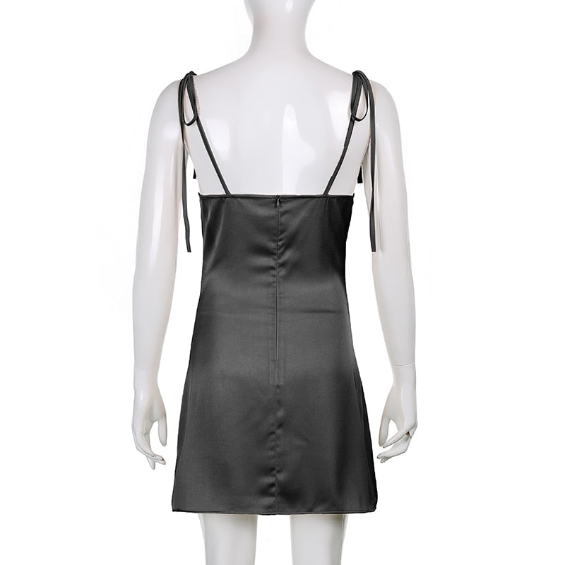 Strappy Solid Satin Backless Sleeveless Casual Dress Mini Sundress Summer Dresses The Clothing Company Sydney