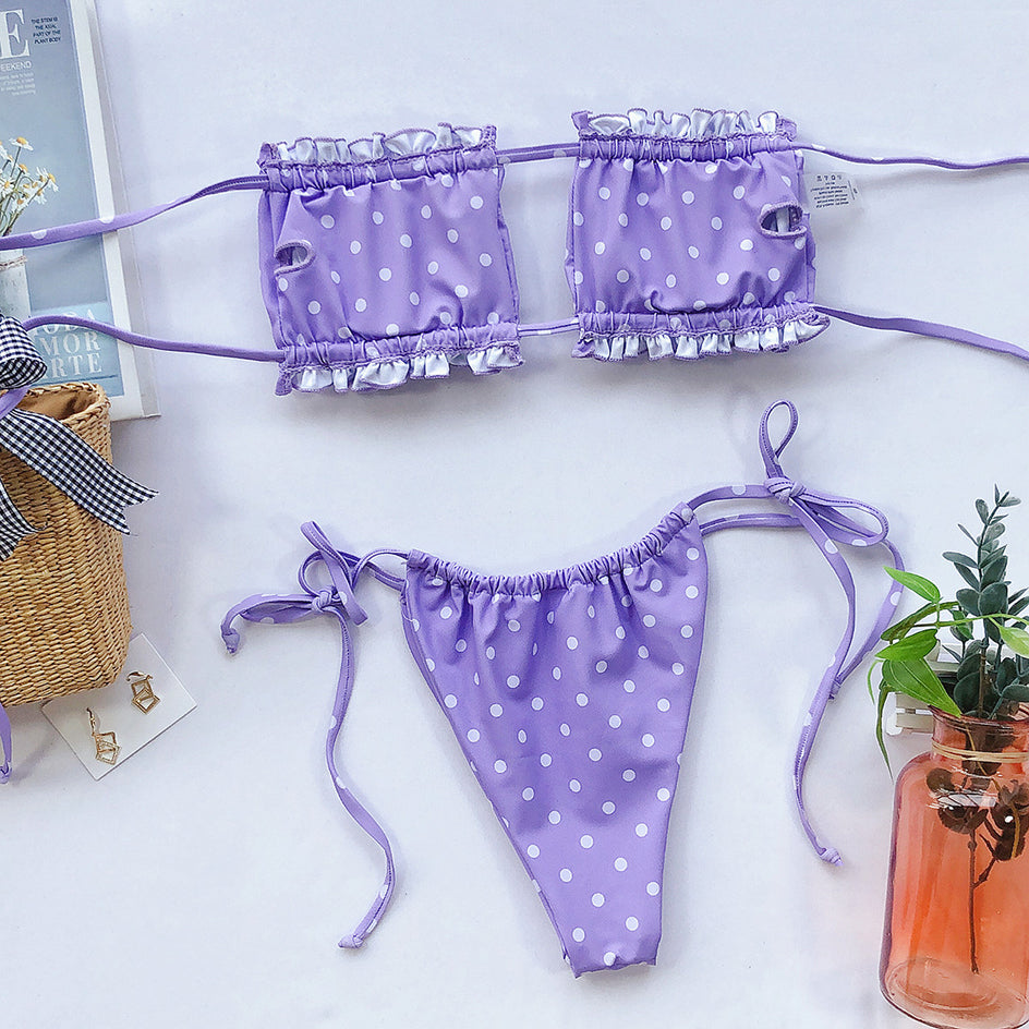 2 Piece Pleated Bandeau Swimsuit Swimwear Mini Thong Bikini Set Bather Swimming Beachwear The Clothing Company Sydney