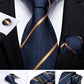 Classic 100% Silk Men's Ties 8cm Blue Plaid Dot Striped Business Necktie Handkerchief Wedding Party Tie Set The Clothing Company Sydney