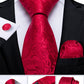 Designer Wedding Men's Tie Red  Solid Striped Paisley Neckties For Men Business Hanky Cufflinks Tie Set The Clothing Company Sydney
