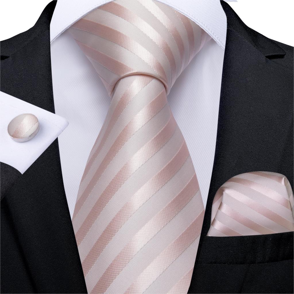 3 Piece Designer Men's Wedding Tie Gold Black Striped Silk Neck Ties For Men Hanky Cufflinks Set Business Party Wear The Clothing Company Sydney