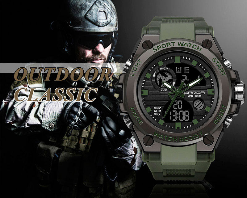 Sanda Military Army Sport Style Wristwatch Dual Display Men's Watch Clothing Company Sydney