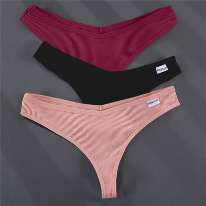 3 Pack G-string Panties Cotton Underwear Underpants Thong Solid Color Pantys Lingerie Briefs The Clothing Company Sydney