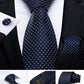 Classic 100% Silk Men's Ties 8cm Blue Plaid Dot Striped Business Necktie Handkerchief Wedding Party Tie Set The Clothing Company Sydney