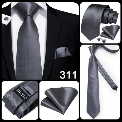3 Piece 8.5cm Business Solid Paisley 100% Silk Men's Tie Neck Strip Ties for Men Formal Luxury Wedding Neckties Cufflinks Pocket Square The Clothing Company Sydney