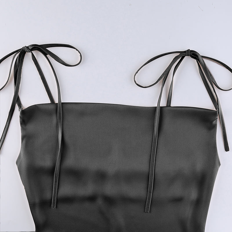 Strappy Solid Satin Backless Sleeveless Casual Dress Mini Sundress Summer Dresses The Clothing Company Sydney