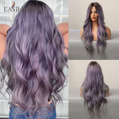 Ombre Brown Light Blonde Platinum Long Wavy Middle Part Hair Wig Cosplay Natural Heat Resistant Synthetic Wig for Women The Clothing Company Sydney