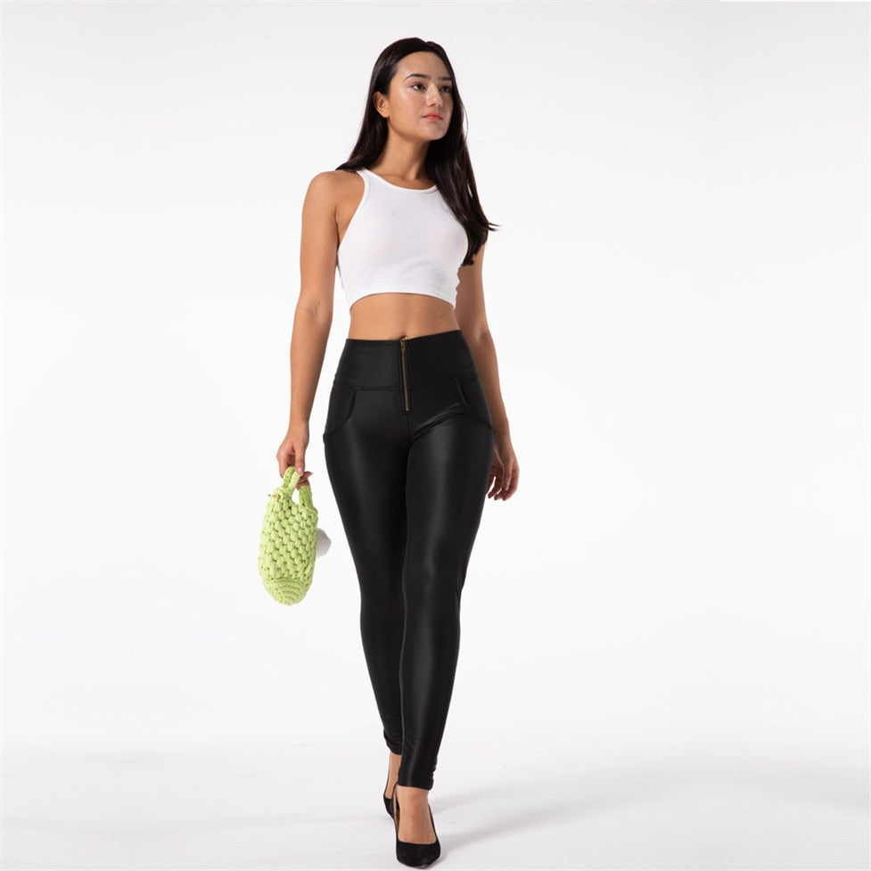 Melody Black Pleather Pants Womens Heat Fleece Lined Leggings Pu Skinny Push Up Trousers The Clothing Company Sydney