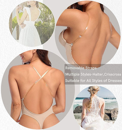 Women's Backless Shapewear Bodysuti Shaper Lace Smooth Plunge Body Briefer V-Neck Strapless Backless Bodysuit for Weddings The Clothing Company Sydney