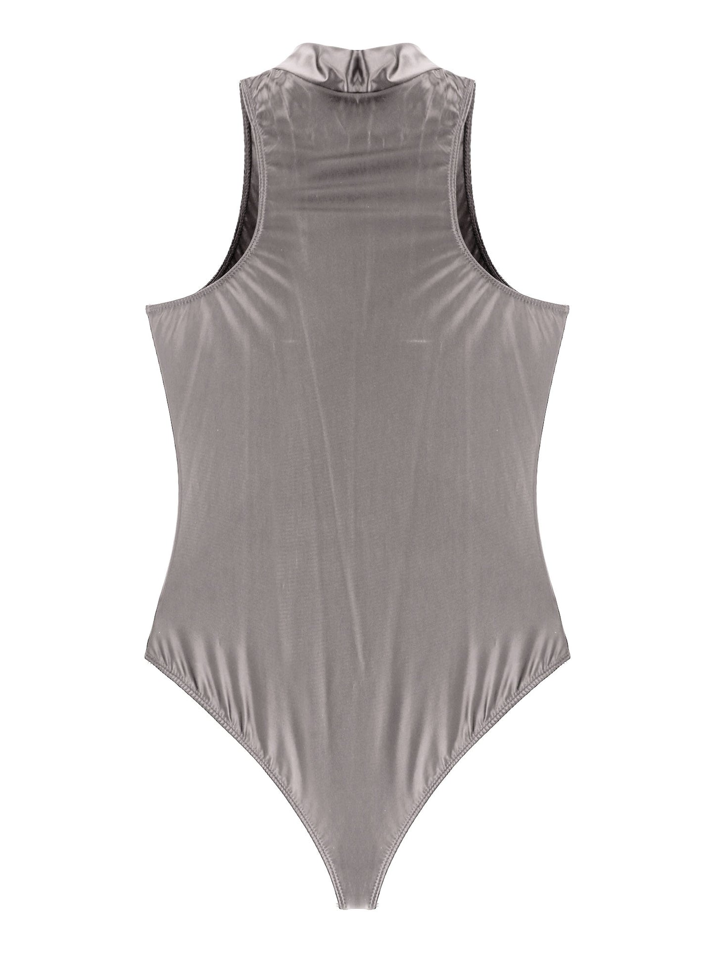Women's Bodysuit Glossy Sleeveless Bodysuit Jumpsuit Solid Color Double Zipper Front Leotard High Cut Clubwear Nightwear The Clothing Company Sydney