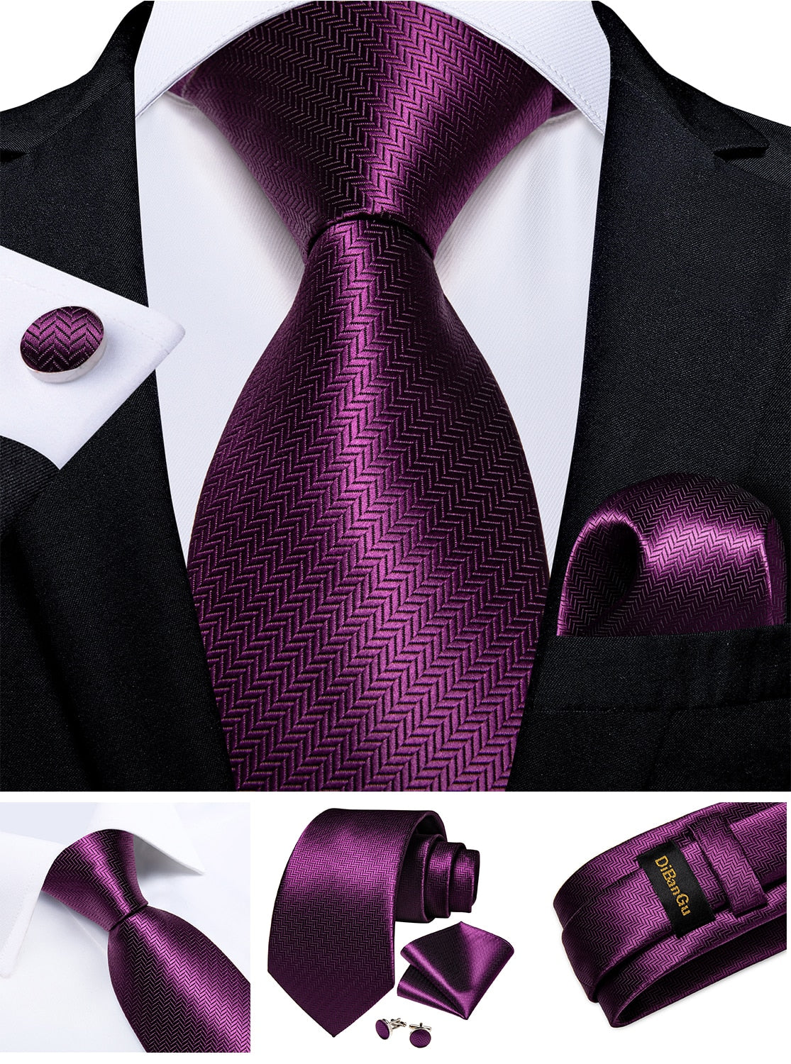 Men Purple Floral Paisley Necktie Business Formal 100% Silk Tie Pocket Square Set For Wedding Party The Clothing Company Sydney