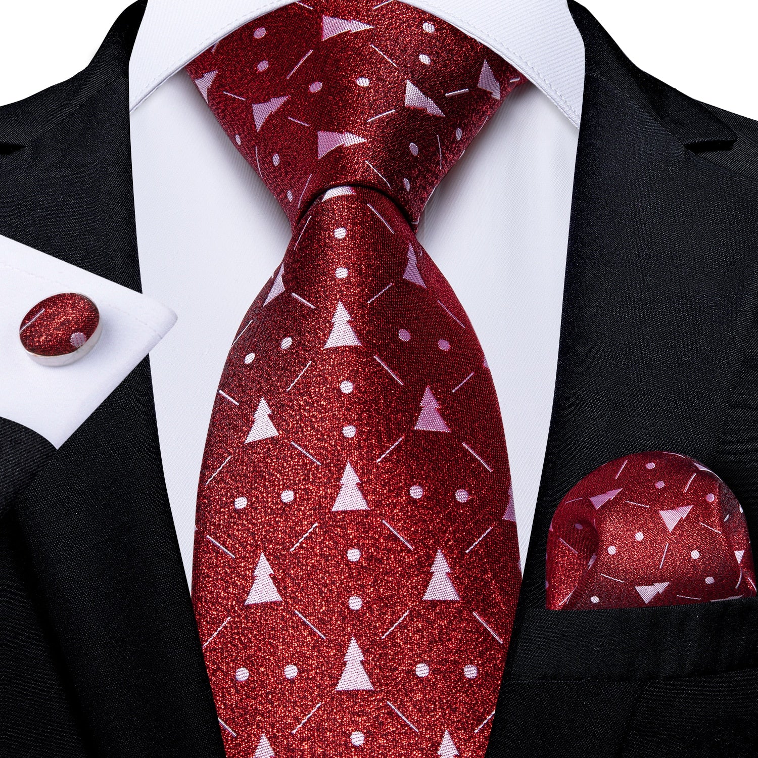 Designer Wedding Men's Tie Red  Solid Striped Paisley Neckties For Men Business Hanky Cufflinks Tie Set The Clothing Company Sydney