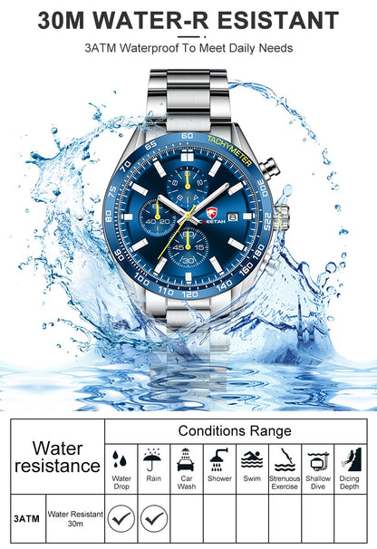CHEETAH Men's Top Luxury Brand Stainless Steel Business Quartz Watches Chronograph Casual Sport Wrist Watches for Men The Clothing Company Sydney