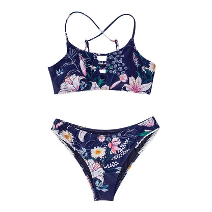 Cut out Low-waist Bikini Sets Swimwear Swimsuits Bathing Suit Navy Floral Tank Bikinis Beachwear The Clothing Company Sydney