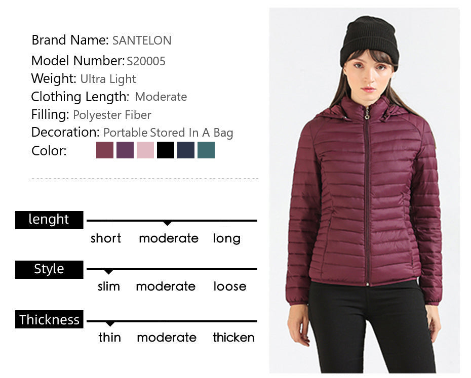 Winter Women Thin Padded Puffer Jacket Coat Short Parka Outdoor Warm Clothing Portable Ultralight  Outerwear The Clothing Company Sydney