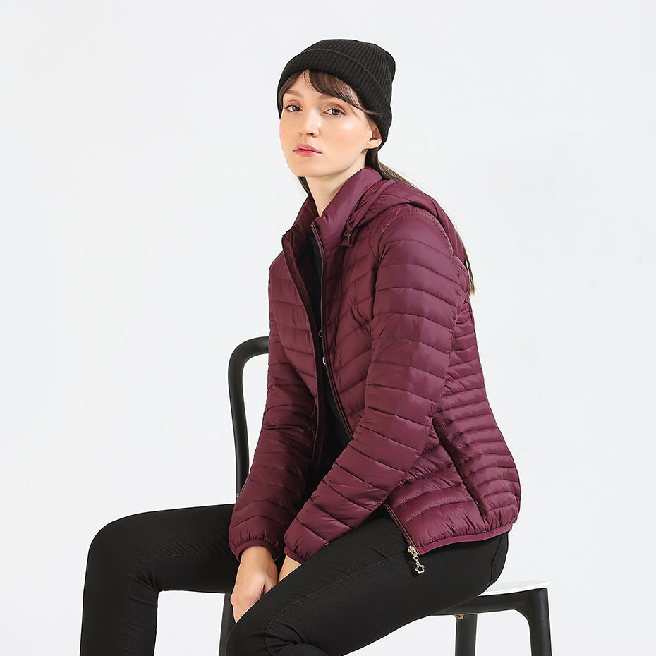 Winter Women Thin Padded Puffer Jacket Coat Short Parka Outdoor Warm Clothing Portable Ultralight  Outerwear The Clothing Company Sydney