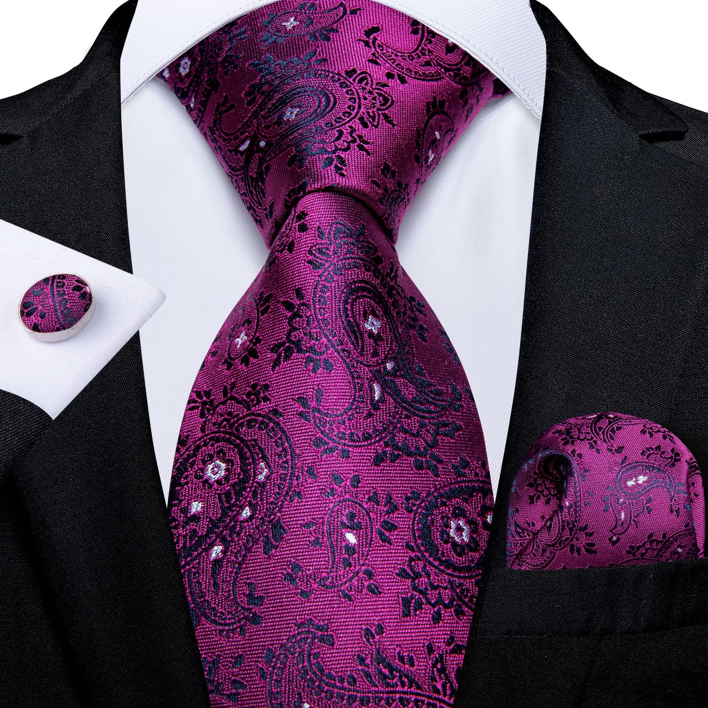 Men Purple Floral Paisley Necktie Business Formal 100% Silk Tie Pocket Square Set For Wedding Party The Clothing Company Sydney