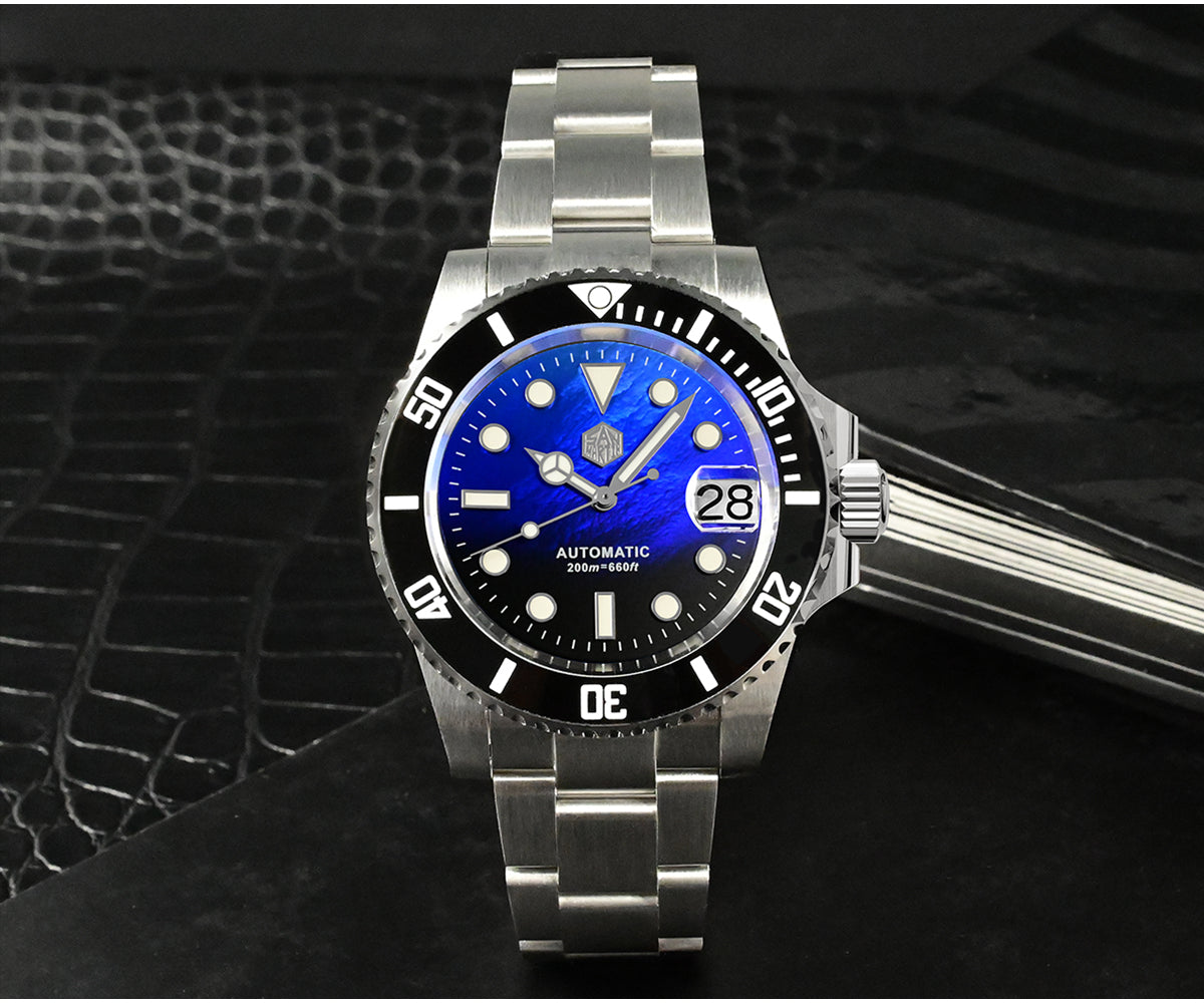 San Martin 40.5mm Water Ghost V3 Sub Diver Luxury Men's NH35 Automatic Mechanical Business Wristwatches Sapphire 20Bar Watch The Clothing Company Sydney