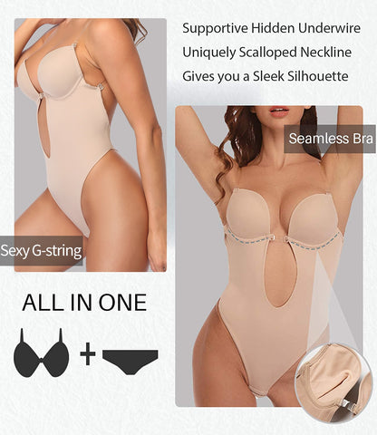 Women's Backless Shapewear Bodysuti Shaper Lace Smooth Plunge Body Briefer V-Neck Strapless Backless Bodysuit for Weddings The Clothing Company Sydney