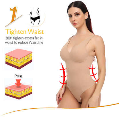 Shapewear Bodysuit Thong Shaper for Women Waist Trainer Body Shaper Deep V Neck Underwear Built-in Bra Camisole The Clothing Company Sydney