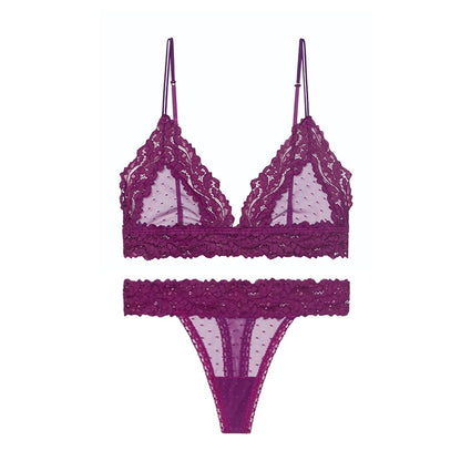 2 Piece Lingerie Set Lace Transparent Bra Set Dot Mesh Bralette Push Up Brassiere T Back Panties Sets Backless V Neck Bra The Clothing Company Sydney