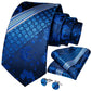 Classic 100% Silk Men's Ties 8cm Blue Plaid Dot Striped Business Necktie Handkerchief Wedding Party Tie Set The Clothing Company Sydney
