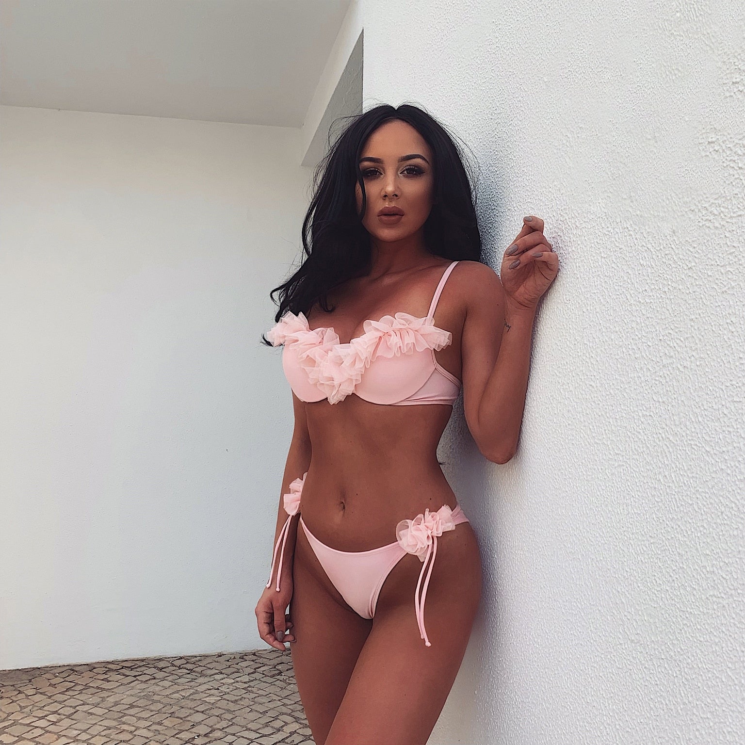 2 Piece Bandeau Bikini Swimwear Women Swimsuit Ruffle Bikini Set Push Up Bathing Suit Female Brazilian Leopard Swimsuit The Clothing Company Sydney