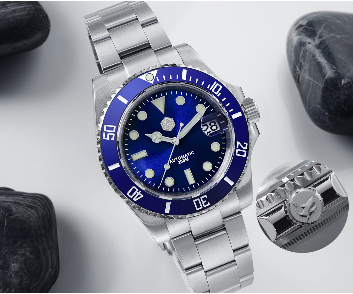San Martin 40.5mm Water Ghost V3 Sub Diver Luxury Men's NH35 Automatic Mechanical Business Wristwatches Sapphire 20Bar Watch The Clothing Company Sydney