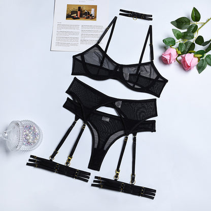 4 Piece Lingerie Underwear Bra Garters Brief Sets Transparent Lace Seamless Panties Set The Clothing Company Sydney