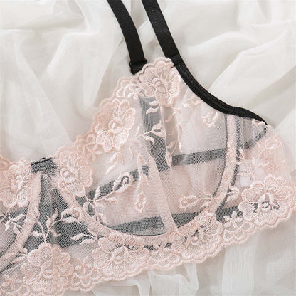 2 Piece Underwear See Through Bra Embroidery Floral Lingerie Transparent Set Clothing Company Sydney