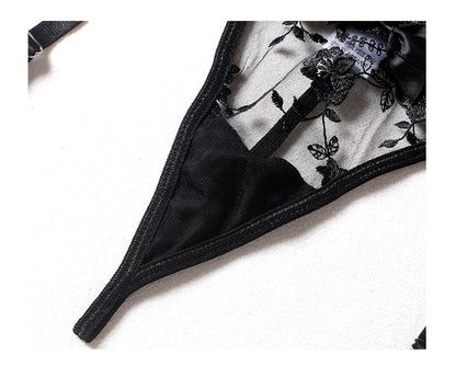 Floral Embroidery Thin Transparent Bralette Lace Push Up Bra Garters 3 Piece Sensual Lingerie Set The Clothing Company Sydney