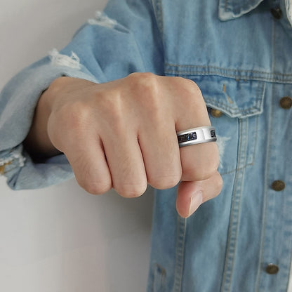 Customize Logo 8mm Men's Ring Carbon Fiber Wedding Band Personalized Simple Icon Image Gift to Husband Dad The Clothing Company Sydney