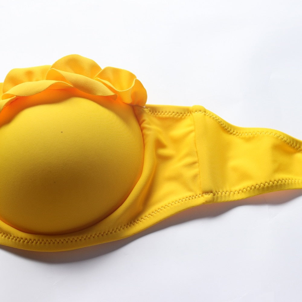 2 Piece Bandeau Bikini Swimwear Women Swimsuit Ruffle Bikini Set Push Up Bathing Suit Female Brazilian Leopard Swimsuit The Clothing Company Sydney