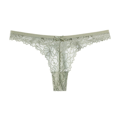 Lace Embroidery Underwear Lingerie T-back Thong Sheer Panties Hollow out Transparent Knickers The Clothing Company Sydney