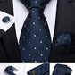 Classic 100% Silk Men's Ties 8cm Blue Plaid Dot Striped Business Necktie Handkerchief Wedding Party Tie Set The Clothing Company Sydney