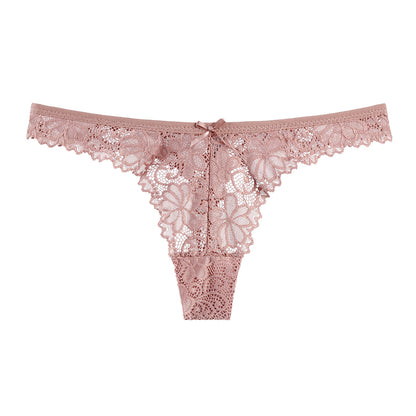 Lace Lingerie Low-waist Panties Embroidery Thong Transparent Hollow out Underwear G String The Clothing Company Sydney