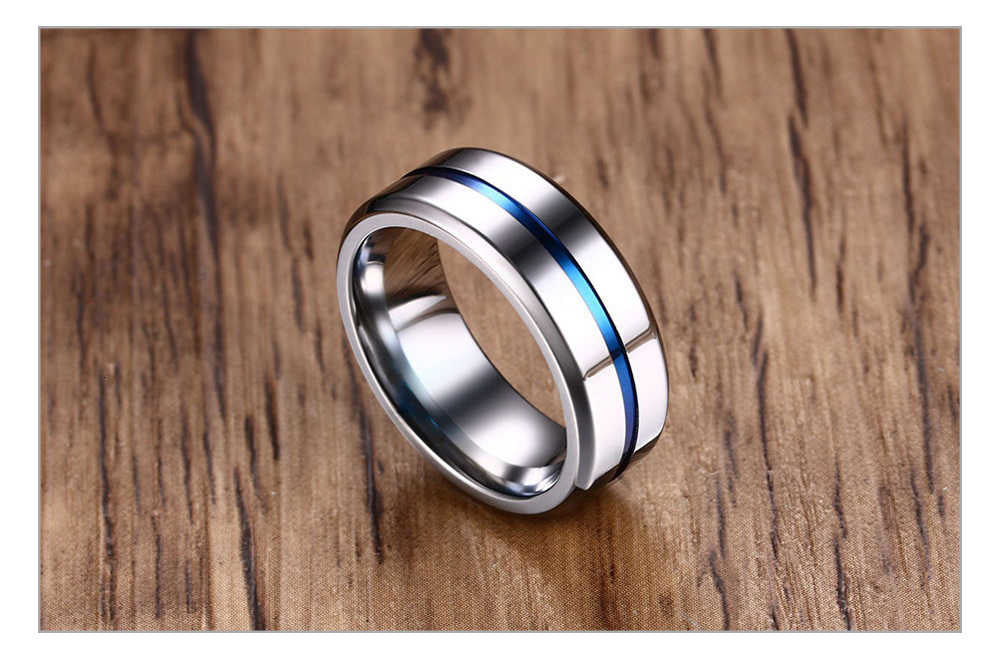6/8mm Black Ring for Men Women Groove Rainbow Stainless Steel Wedding Bands Trendy Fraternal Rings Casual  Jewelry The Clothing Company Sydney
